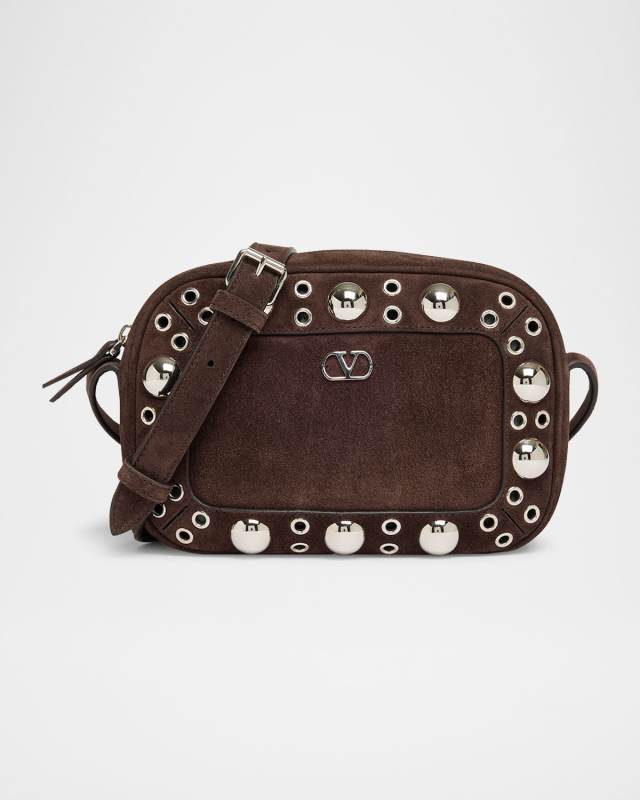 Nellcote Studded Suede Camera Crossbody Bag